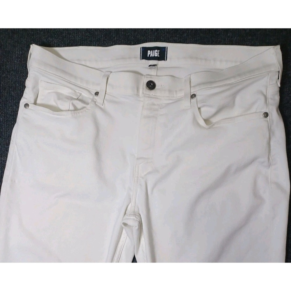 Paige Federal Mens Size 36 White Slim Straight Stetch Denim